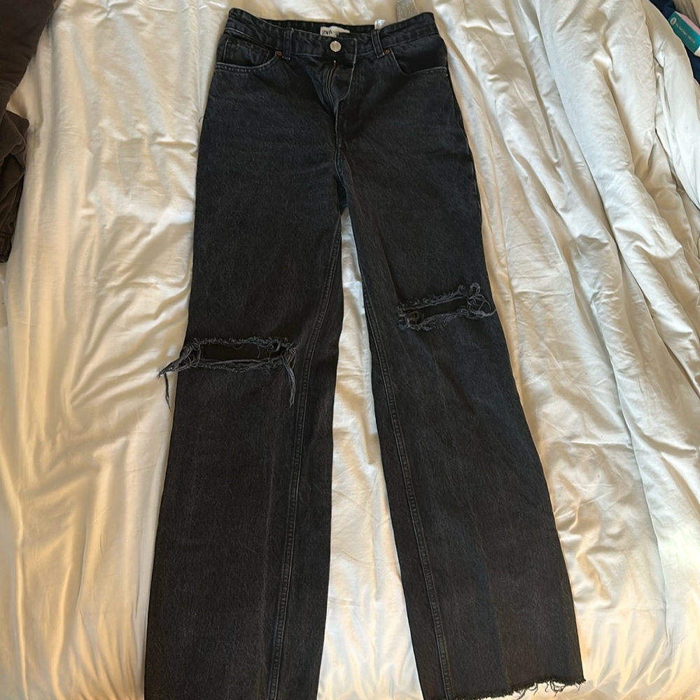 Zara Wide Leg Black Jeans